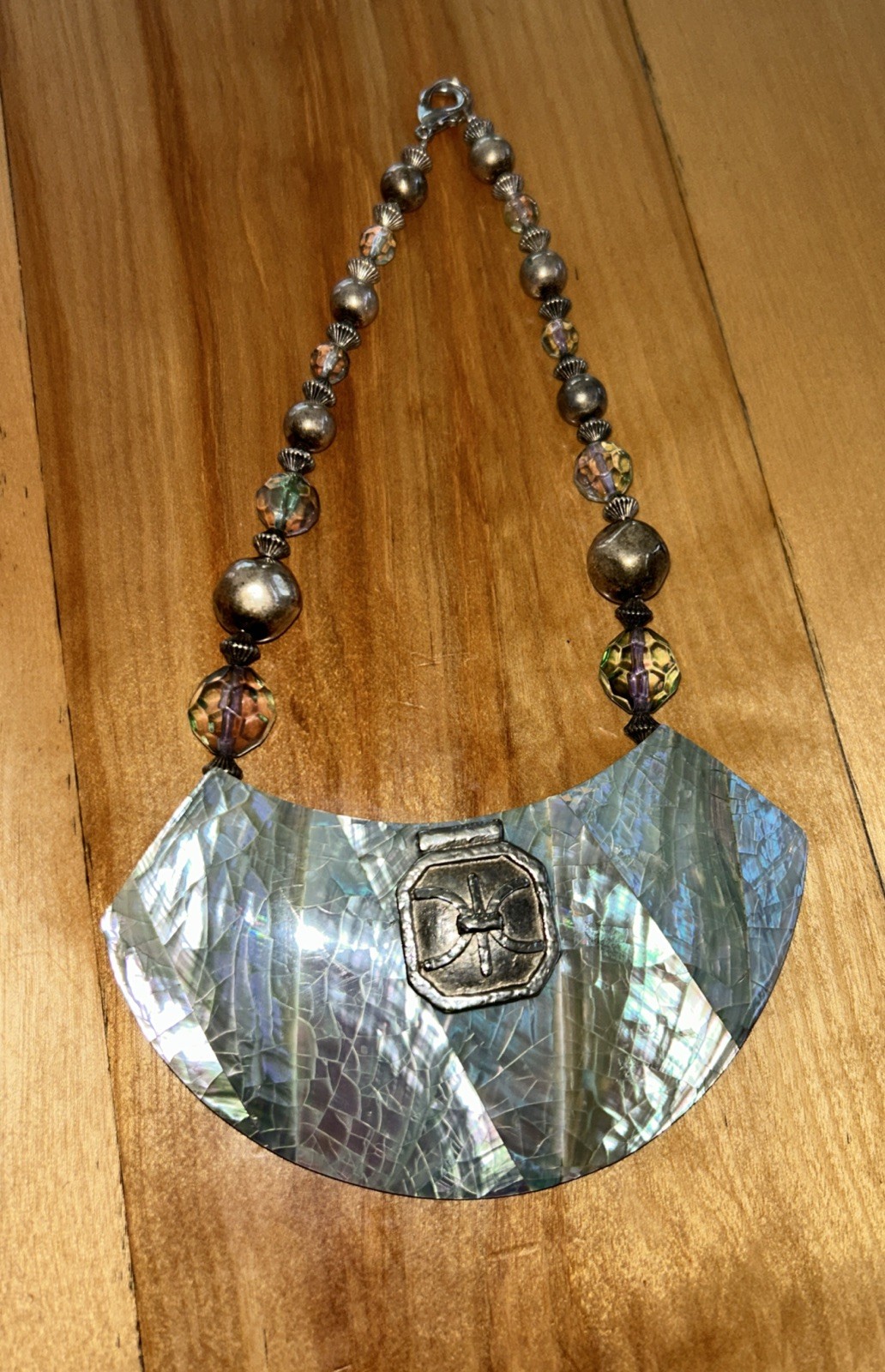 Vtg Unique Jewelry Statement  PC Abalone Shell Si… - image 1