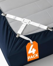 Bed Sheet Holders Adjustable Elastic Fasteners with Metal Clips Sheet Clips...