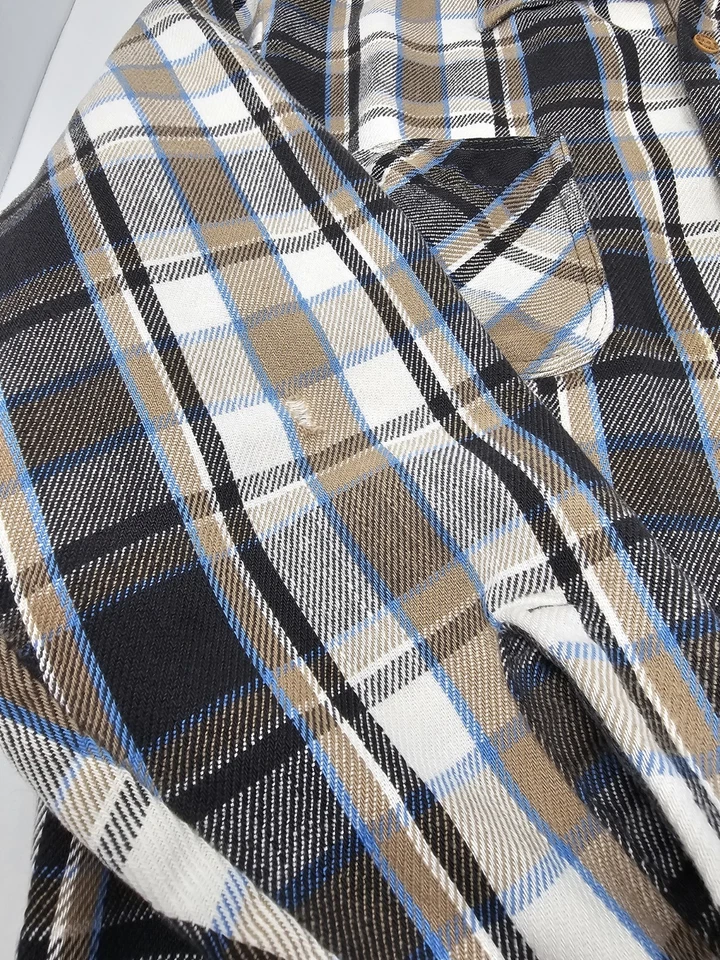 Camisa De Colección Big Mac Franela a Cuadros Abotonada Talla XL Alta Hecha en EE. UU. Marrón Azul Foto 2 de 4