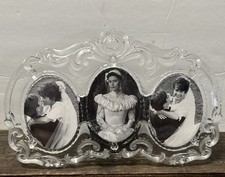 Mikasa 3 Photos Frame Crystal Princess Oval Victorian Frosted Wedding 13  x 8  