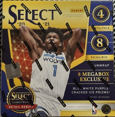 1x 2020-2021 Panini NBA Select Mega Box Basketball Blue White Purple Cracked Ice