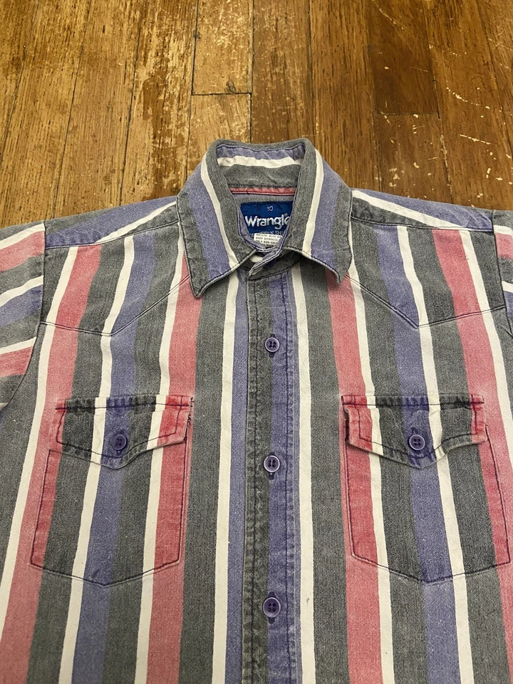 Vintage Wrangler Brushpopper Multicolor Button Up Shirt Youth Size 10 - Image 3 of 4