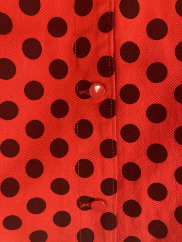 Disney Jacket Small Red Black Minnie Mouse Polka Dot Jean Denim Embroidered - Picture 8 of 13