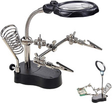 3.5X 12X Helping Hands Soldering Station LED Light Alligator Clips Magnifier
