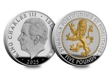 Lion Of England £5 Five Pound Proof Coinin Heraldic Britain Isle of Man 2025 Unc