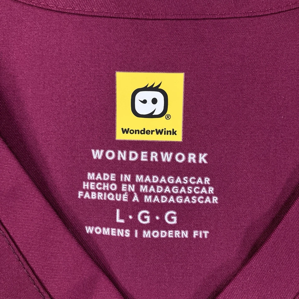 Wonderwink Scrub Top Womens Large Red Pocket V Neck Shirt Medical NEW - Image 3 of 4
