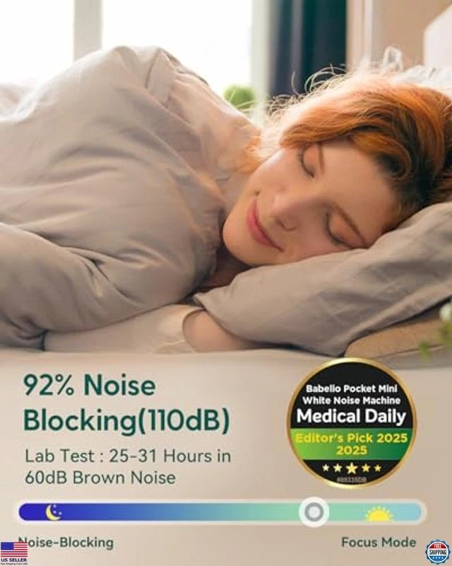 Mini máquina de ruido blanco Babelio - 15 sonidos relajantes, temporizador, apta para viajar Foto 3 de 4