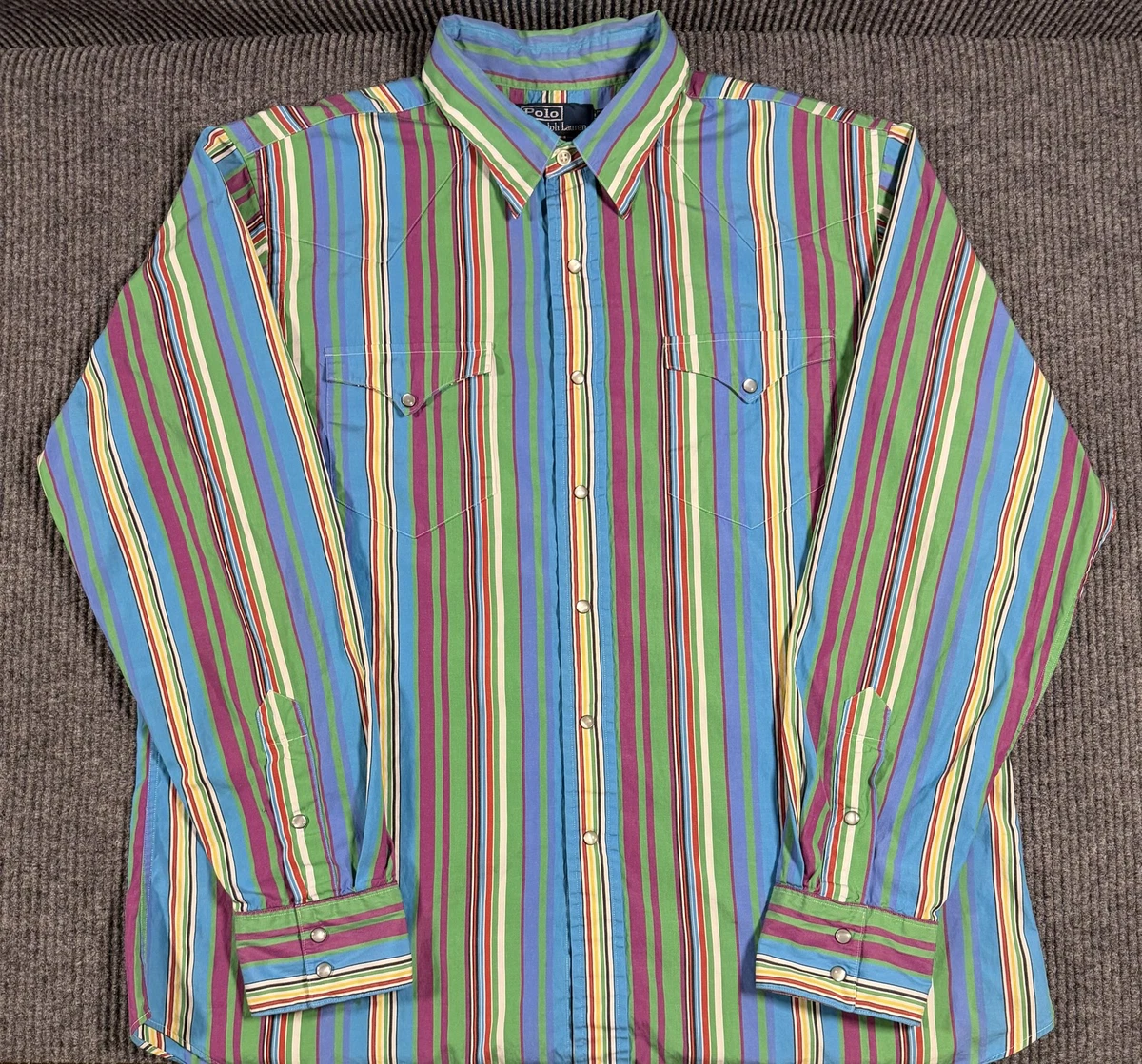 【Vintage】ポロバイラルフローレン RL WESTERN オンブレ XL Polo Ralph Lauren Western Casual Button-Down Shirts for Men for