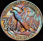 Rainbow Toned 1939 P Walking Liberty Half Dollar .9 Silver U.S. Coin