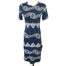 Love Nation Bodycon Sheath Midi Dress Round Neck Paisley Slinky Size Small