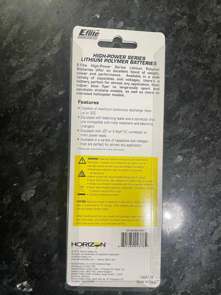 E-Flite 11.1V 2200mAh 3S 30C LiPo Battery Model Airplanes  - Image 2 of 4