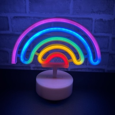 LED Neon Rainbow Light White Table Lamp Room Decor Nightlight