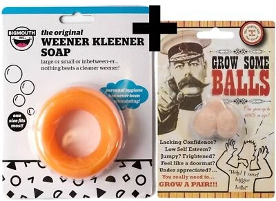 SAVE A BUCK ENTERPRISES. LLC Weener Kleener Cleaner Willy Pecker Soap + 1 Grow Pair of Balls ~ COMBO SET