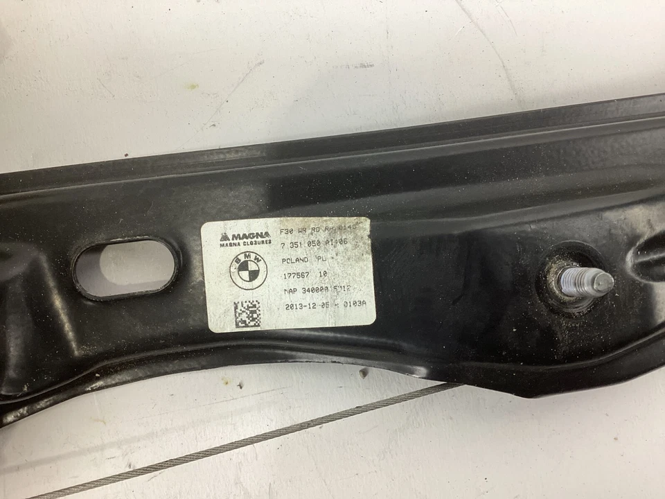 2012-2015 BMW 320i xDrive Rear Right Side Window Regulator W/ Motor 7351050 OEM - Image 2 of 4