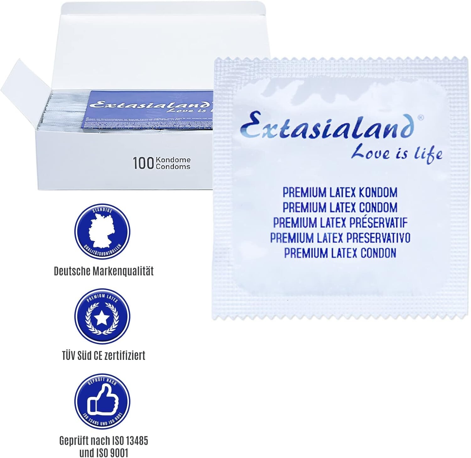 Extasialand® 100 Kondome Stück Kondom 100er Pack Präservative Condome Condom