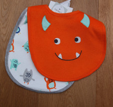 Carter's 2 Pack Feeding Bibs Larger Size Monster Print