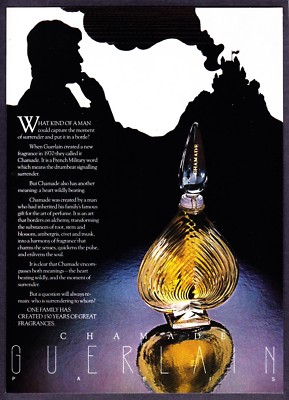 1978 Guerlain Chamade Perfume Bottle photo Moment of Surrender vintage print ad