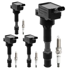 4PCS UF816 Ignition Coil & Spark Plugs Pack For Hyundai Elantra Sonata Kia Soul
