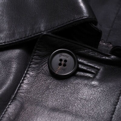 Brioni Leather Jacket Long Coat Black Size 50 Italy | eBay