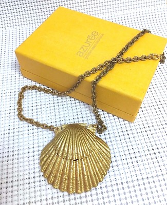 🌐 ESTEE LAUDER AZUREE COMPACT NECKLACE for SOLID PERFUME 1972 RUNWAY  BOX