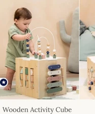 Montessori Wooden Activity Cube Toy. NIB