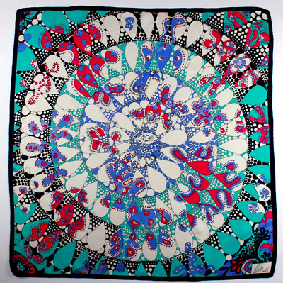 Foulard Valentino Authentique 100% Soie – Motif Floral Multicolore, Style Bandana Carré, Vintage