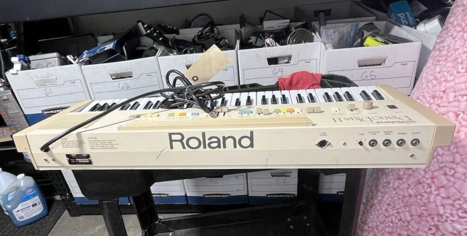 De colección Raro Analógico 1982 Roland Piano Plus 11 Teclado Sintetizador Batería Foto 3 de 4