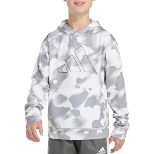 adidas Hoodie Boys XL White Gray Camouflage Regular Fit Big Logo D4T Pullover