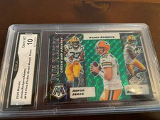 AARON RODGERS /ADAMS /JONES 2020 MOSAIC FLEA FLICKER GREEN PRIZM GRADED 10 L@@@K