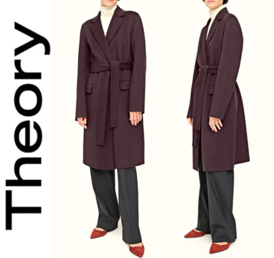 Theory Belted Double-Face Wool-Cashmere-Blend Felt Coat in Mink