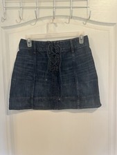 Abercrombie  Fitch Lace Up blue Denim Mini A-line Skirt size 2