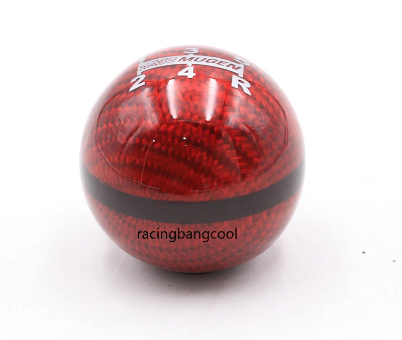 Pomo de cambio rojo de fibra de carbono Mugen rojo 5 velocidades para Honda/coche universal Foto 4 de 4