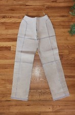 VTG NEVER WORN SMH Tan Suede Leather Boho Crochet Tapered Pants Size 8