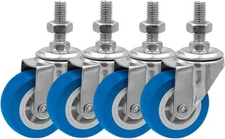 FactorDuty 2 Inch BLUE Caster Wheel 3/8"-1.2" Threaded 2" Stem No Brake, Blue 