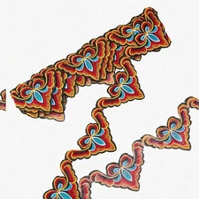 "Ethnic Flair Red Jacquard Ribbon - 5 Yards, 2-3/4" Wide, Iron-On Embroidery Tri