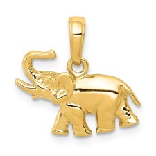 10K Yellow Gold Polished Elephant Charm Pendant for Women 1.05gm L-13mm W-17mm