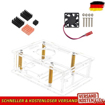 Für Raspberry Pi 5 Acrylgehäuse Aluminium-Kühlkörper mit Lüfter (Modell C)