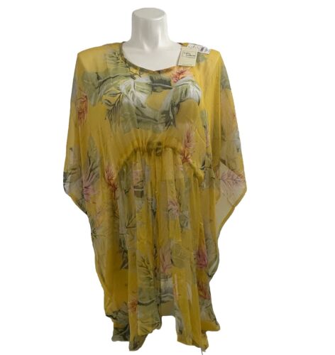 Salty Lemon Yellow paisley design swim cover up one size Yellow New with Tag