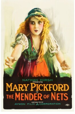 *Nice COLOR movie poster Of Pretty MARY PICKFORD Movie 'Mender of Nets' vintage!