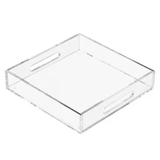 Acrylic Serving Tray with Handles-12x12x2.36Inch-Decorative Tray Letter Tray ...