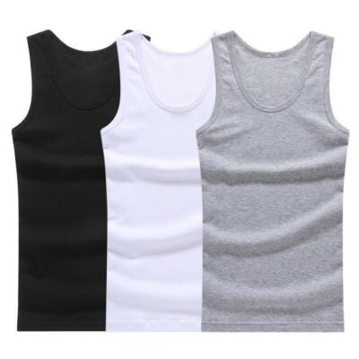 100% Baumwolle Herren ärmelloses Tank Top - feste Muskel Weste Unterhemden (3 Stück)
