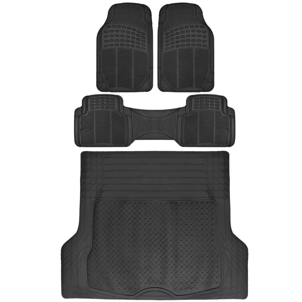 Motor Trend ECO All Season Rubber Car Floor Mats Cargo Liner Combo Black
