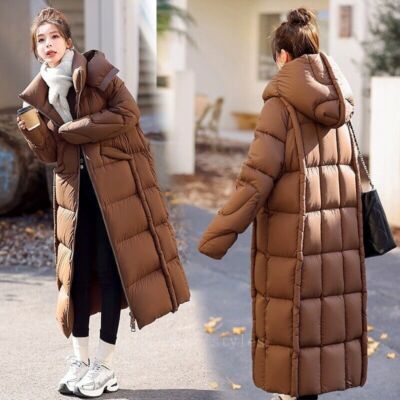 Chic Women's Winter Warm Duck Down Jacket Long Thick Overcoat