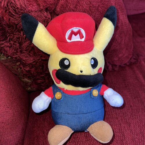 Pokemon Center Nintendo Mario Pikachu Plush Doll Stuffed Toy 8"