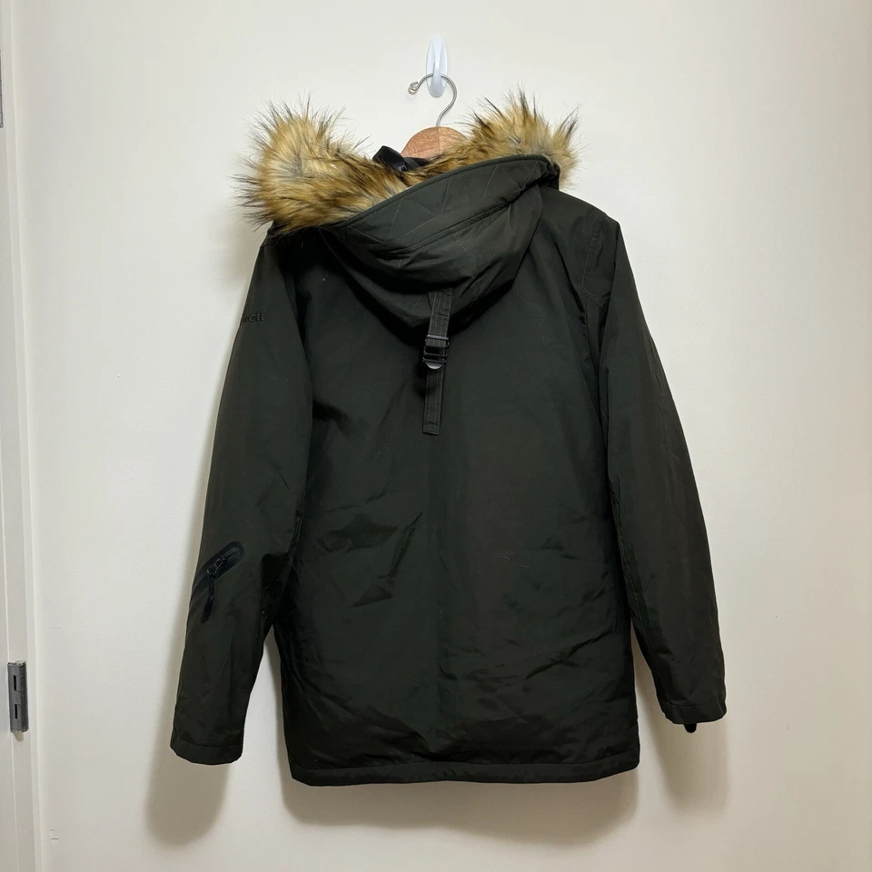 Vintage NWT Schott Nyc Goose Down Puffer Jacket Fur Hood S Military Green Coat - Image 2 of 4