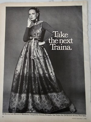1970 Womens Dominic Rompollo Teal Traina long dress vintage fashion ad | eBay 1970 Womens Dominic Rompollo Teal Traina long dress vintage fashion ad | eBay