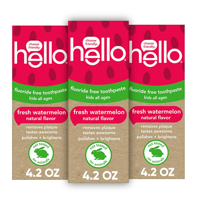 Natural Watermelon Flavor Baby & Kids Fluoride Free Toothpaste, Vegan, SLS Free,