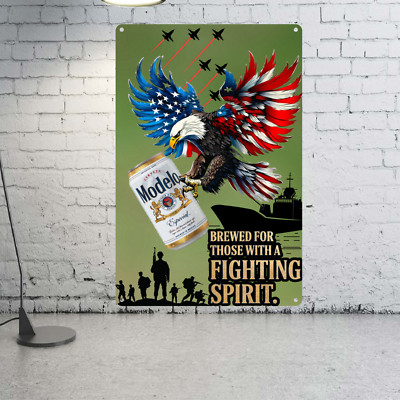 Modelo Beer Metal Sign   Honoring Our Troops Tin Metal Sign Bar Man Cave Decor