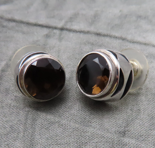 Lori Bonn Earrings Sterling Silver Tigers Eye Orange Gemstones Studs 208f