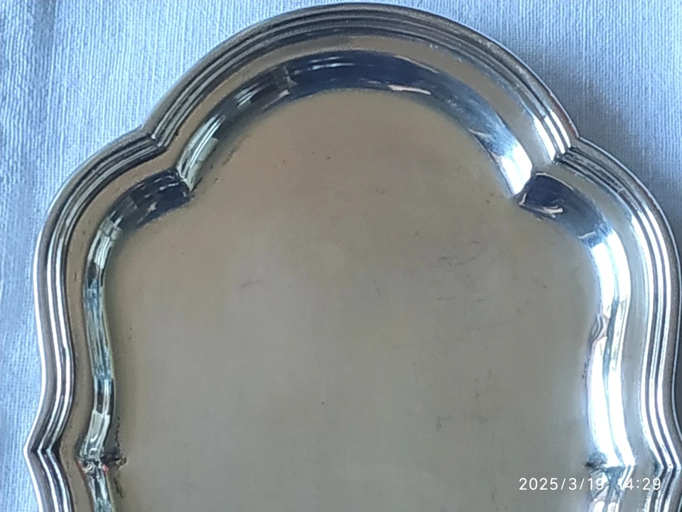 VASSOIO ARGENTO 800 PORTAPENNE O SVUOTATASCHE STILE BAROCCO SCRIVANIA  ARREDO - Immagine 3 di 4